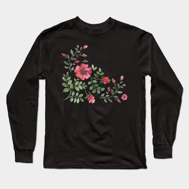 Floral #030 Long Sleeve T-Shirt by Olga Berlet